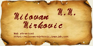 Milovan Mirković vizit kartica